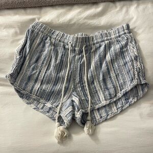 Blue and White Striped Cotton shorts